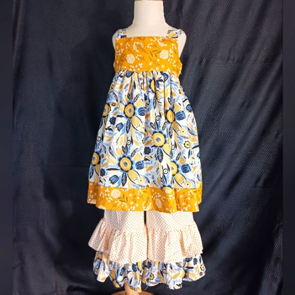 SZ 8 Handmade dress with ruffle pants